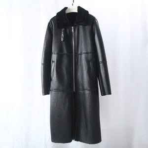 Luxury Real Fur Coat Winter Jacket Women Genuine Leather Double Faced Fur Merino Sheep Fur Outerwear Streetwear - moonaro