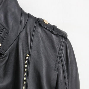 Spring Genuine Leather Jacket Women Fashion Real Sheepskin Coat Belt Zipper Motorcycle Biker Jacket Female Outerwear - moonaro