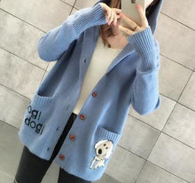 Load image into Gallery viewer, Women&#39;s Cardigan Knit Sweater Autumn and Winter Casual Style Puppy Embroidered Cardigan Sweater - moonaro