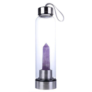 Natural Crystal Water Bottle Portable Energy Healing Glass Cups - moonaro