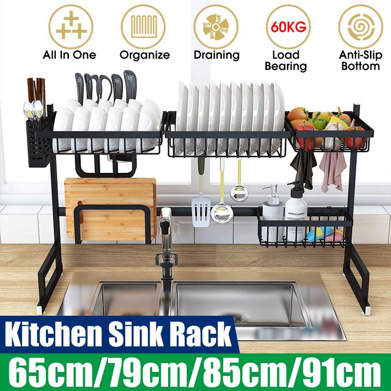 Stainless Steel Kitchen Shelf Organizer Dishes Drying Rack Over