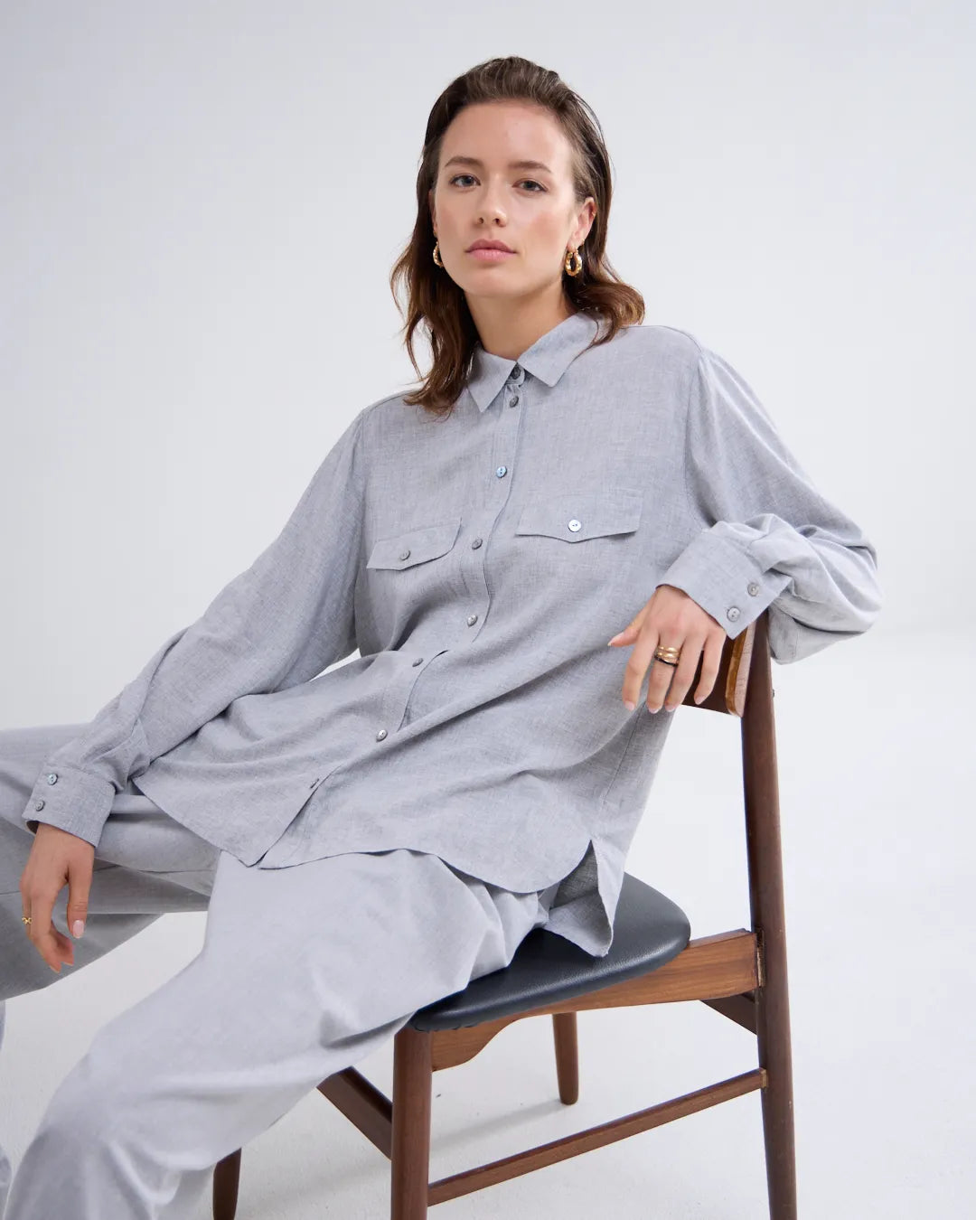 Summum Loose Fit Blouse in Mist