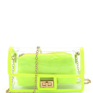 clear neon green purse