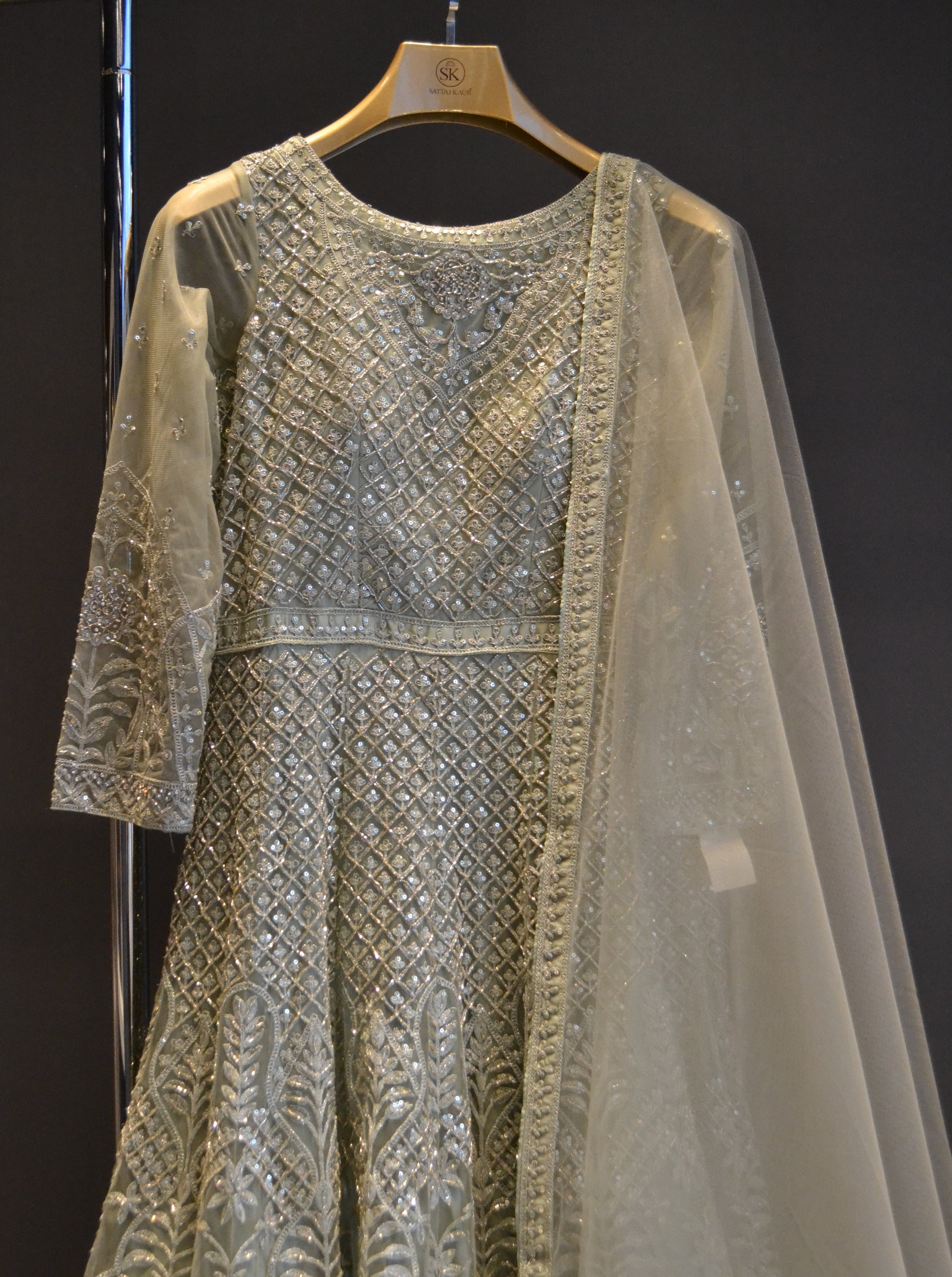 mint green anarkali