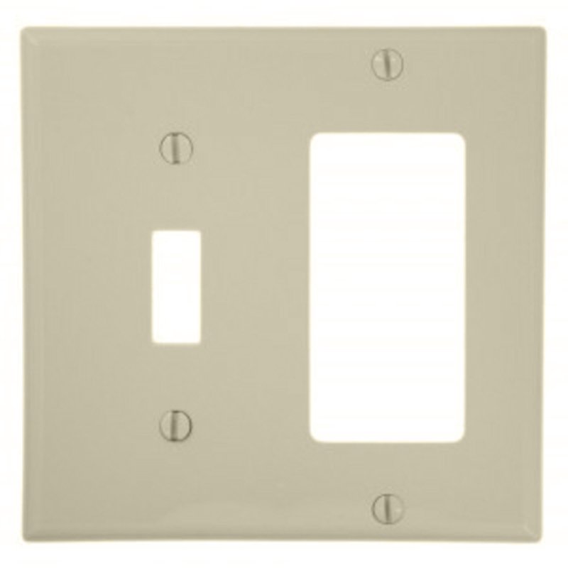 (Light Almond) Leviton 80707-T 2-Gang 1-Toggle, 1-Decora GFCI, Devic - 2