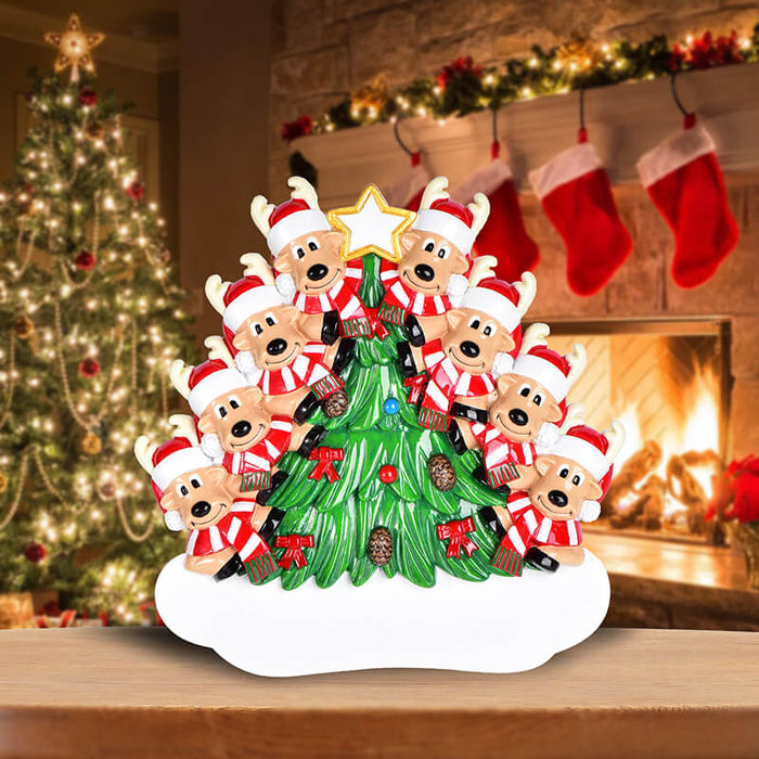 Christmas Tree  With Reindeer of Family Table Topper #62563