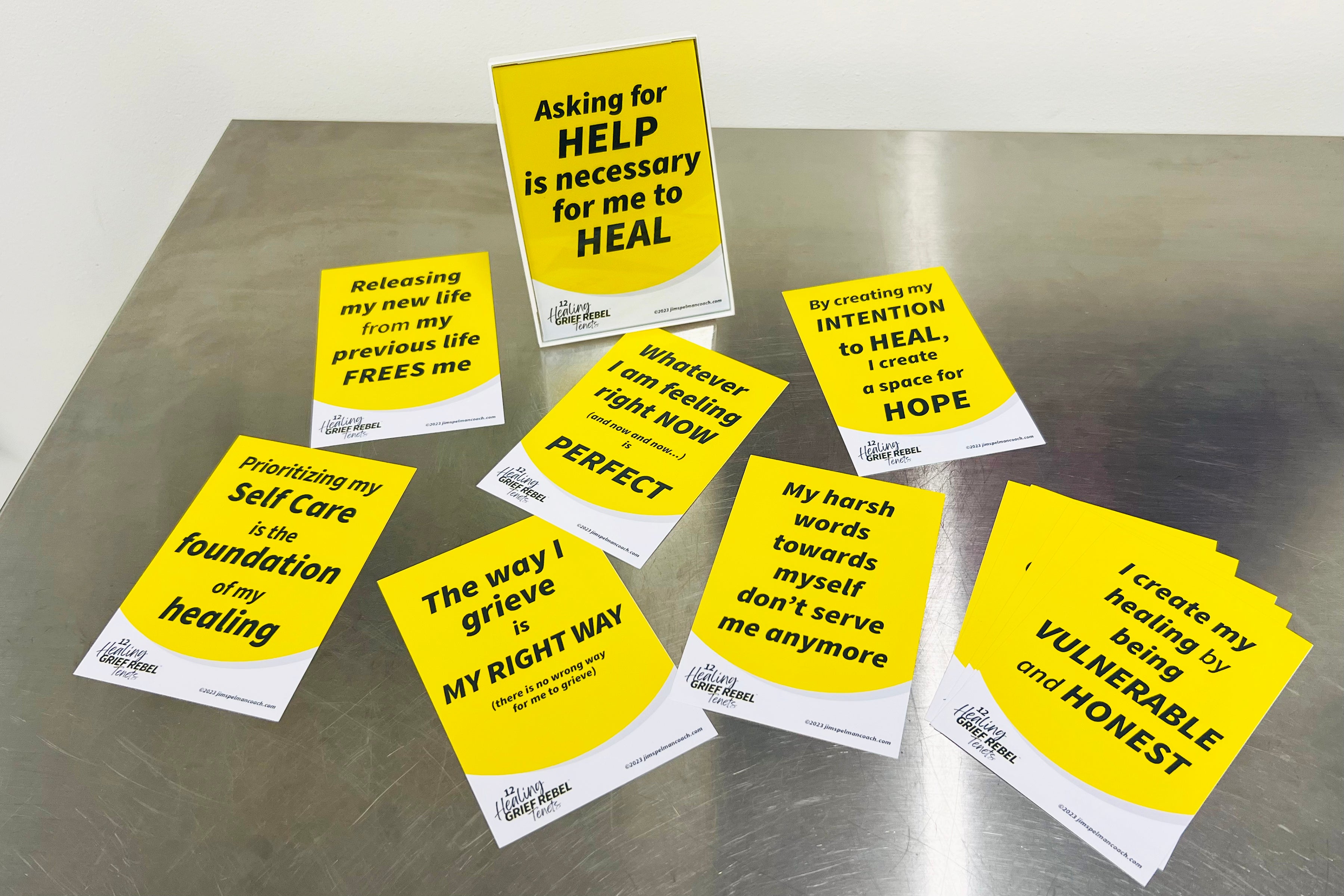 The 12 Healing Grief Rebel Tenets Cards with Desk Frame
