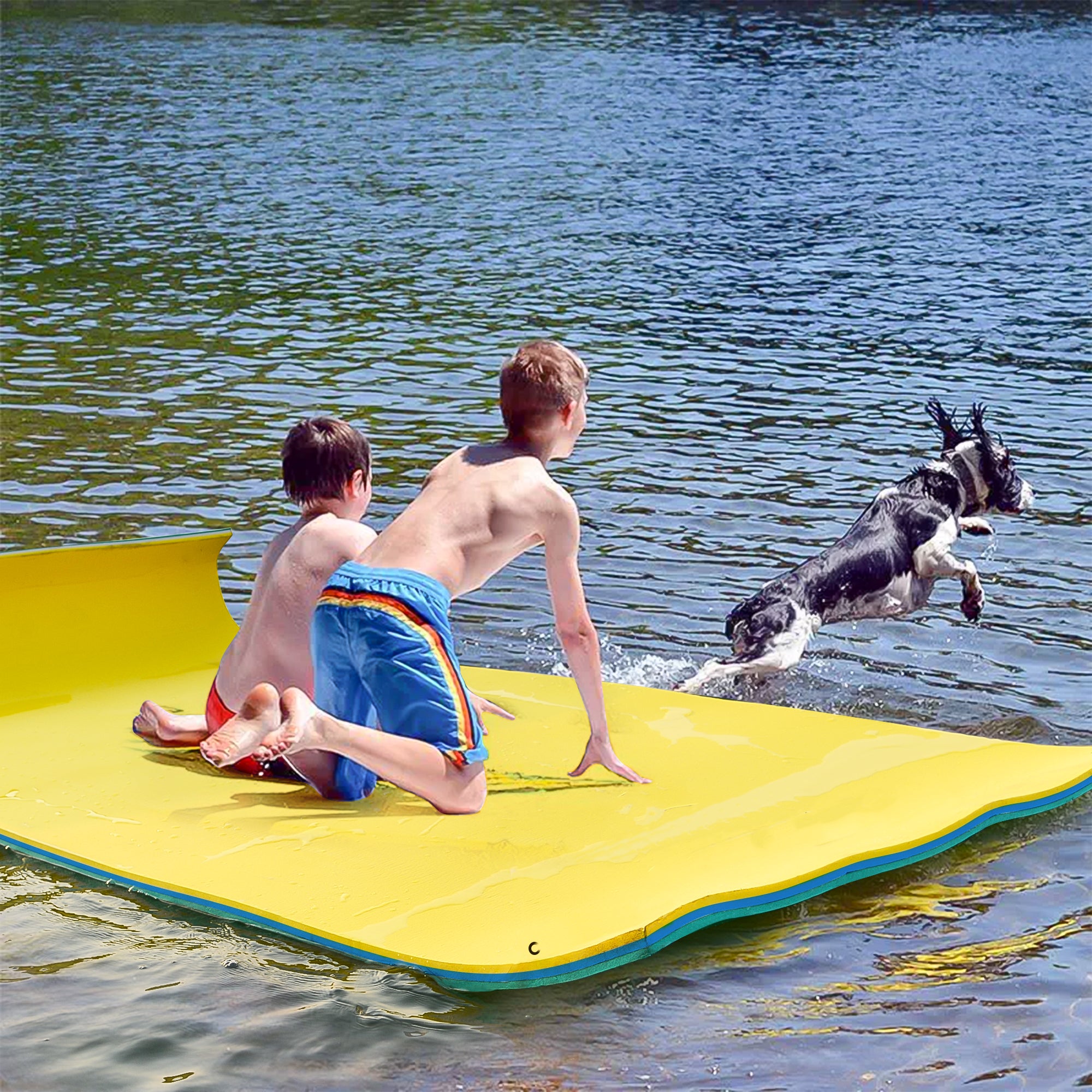 12 x 6 ft Floating Water Mat 3-Layer Float Portable Tear-Resistant Water Activities Mat for Pool, Lake, Oceans Outdoor Water Activities