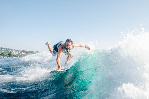 Team rider Lui wakesurfing