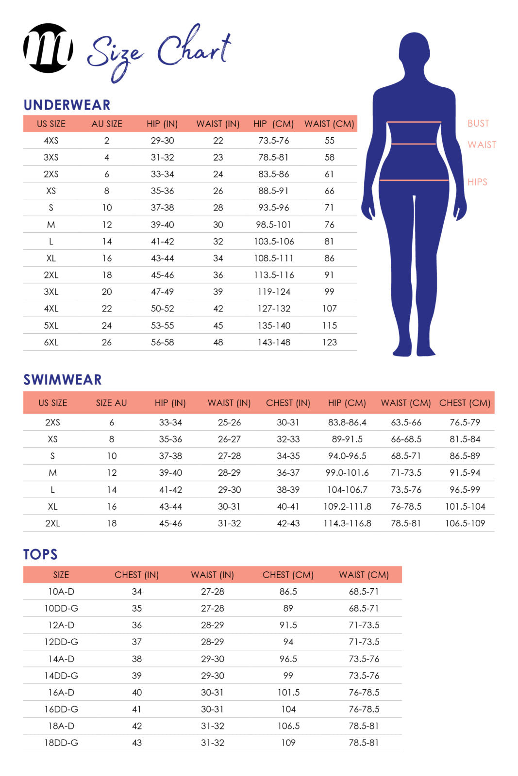 Sizing Modibodi Underwear Modibodi AU