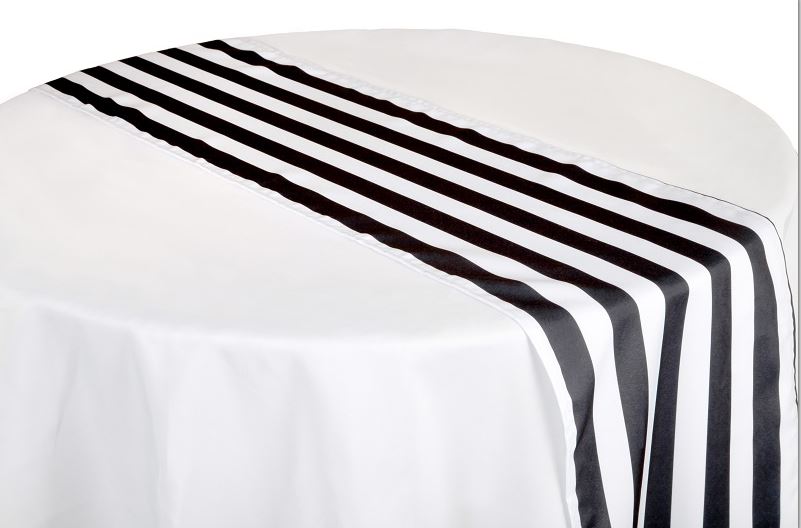 black and white striped table runner