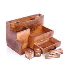 Load image into Gallery viewer, Mango Wood Desk Organizer for Home and Office