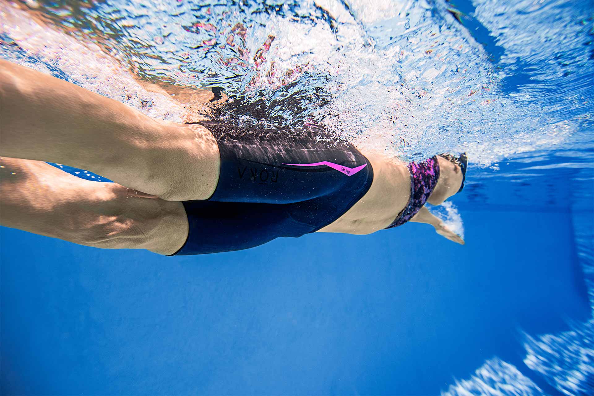 Action shot of woman swimming