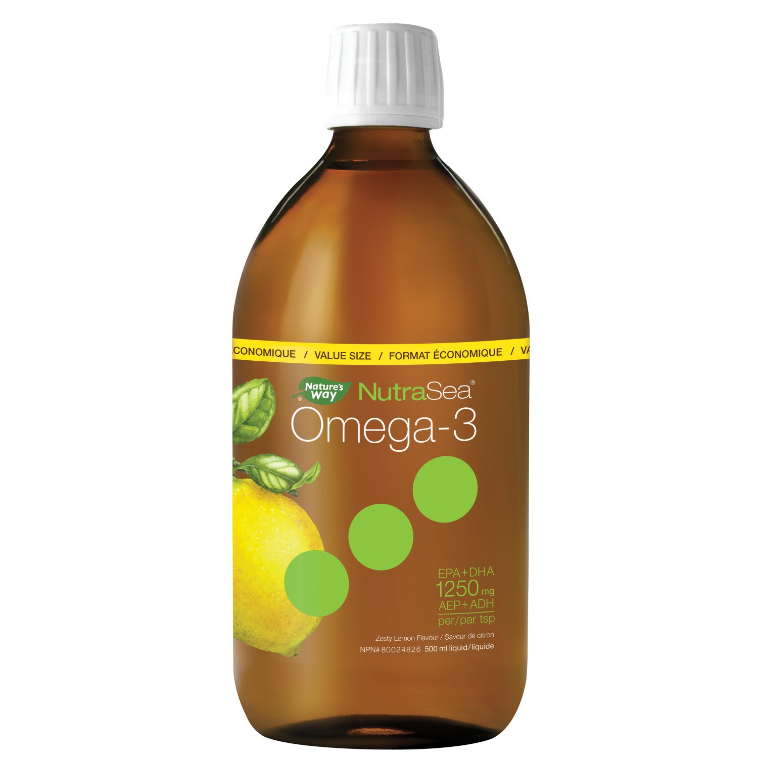 NutraSea® Omega-3, Lemon / 16.9 fl oz (500 ml) - Natures Way Canada product image