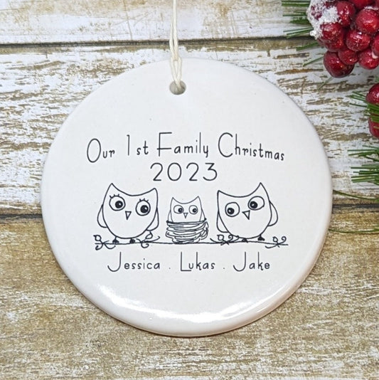 Family Ornament Wood Custom Personalized Hand Made
