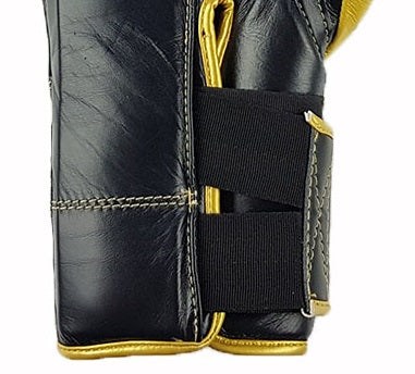 Boxing glove double strap wrist closure