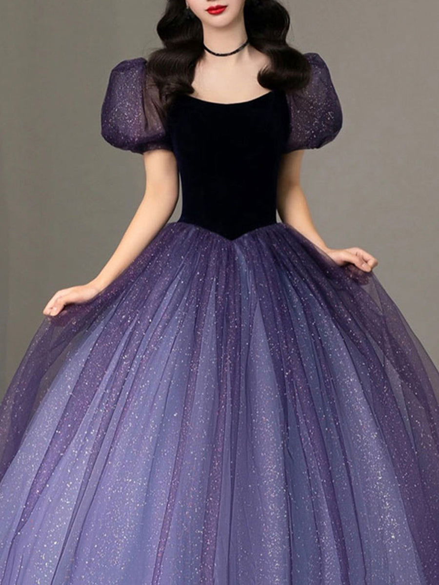 Purple tulle long prom dress, purple tulle formal party dress – toptby