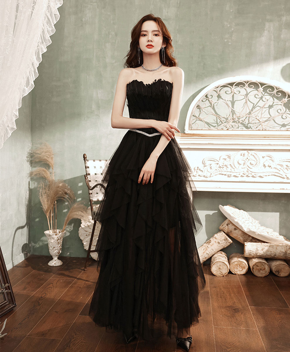 black tulle long prom dress black tulle evening dress