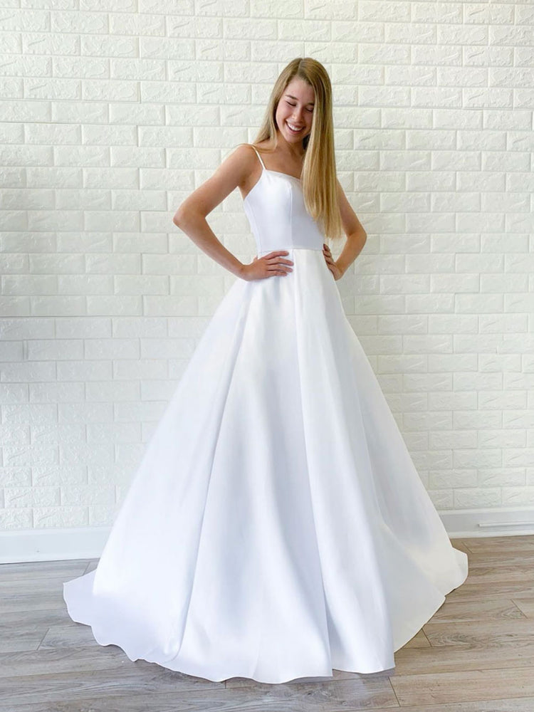 satin long white dress