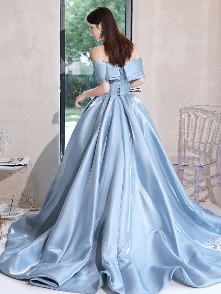 Blue Satin Long Prom Dress, Blue Formal Evening Dresses – toptby