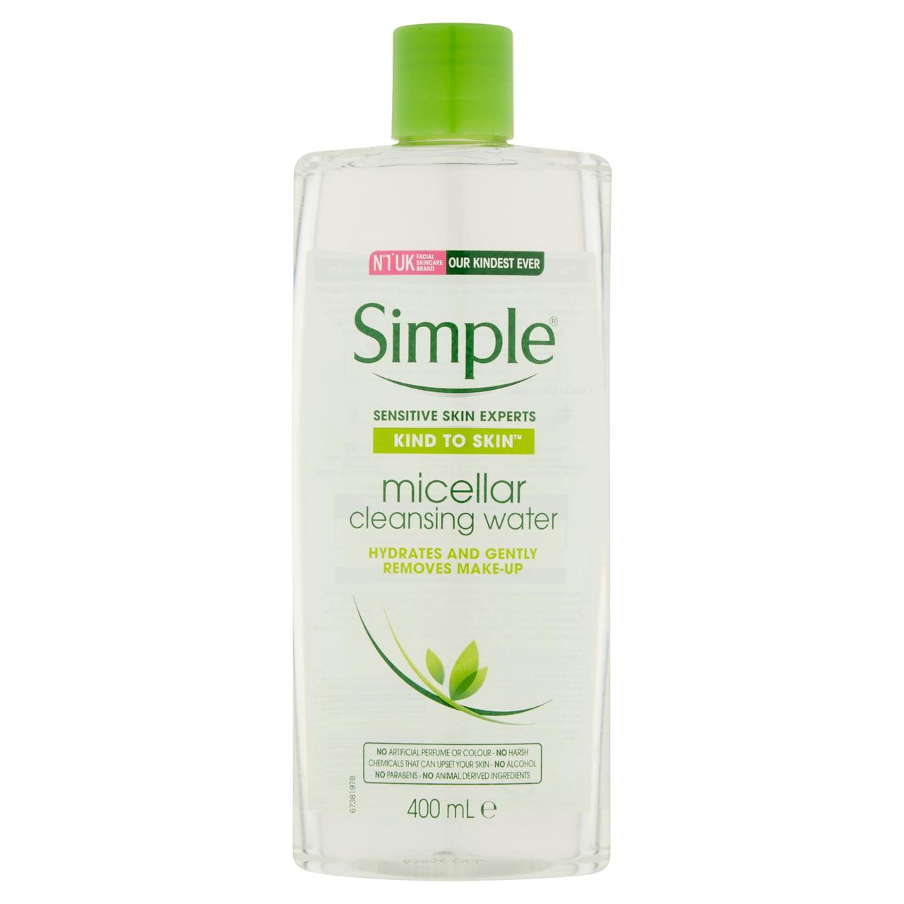 simple kind to skin cleansing water