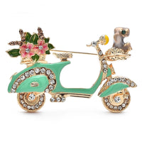 Green Enamel Vespa Brooch