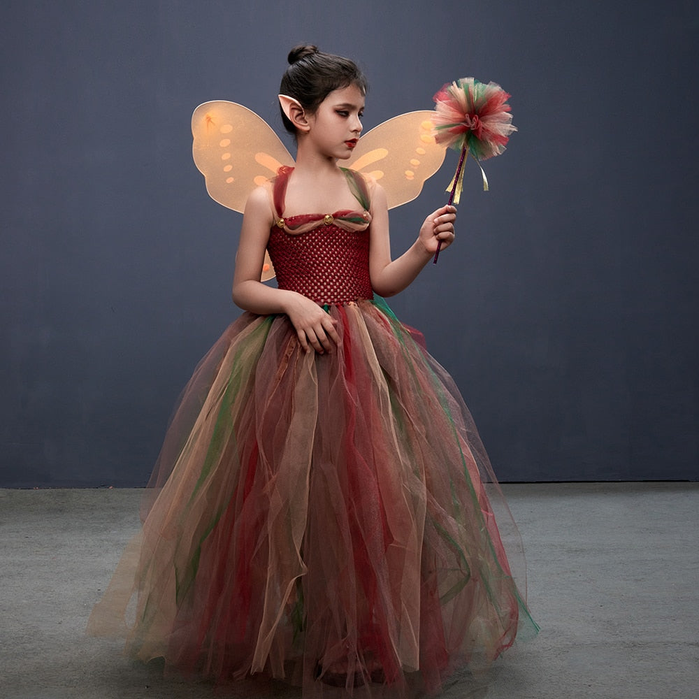Woodland Fairy Princess Costume for Girls Fancy Tutu Dress with Wings –  Woodland Gatherer
