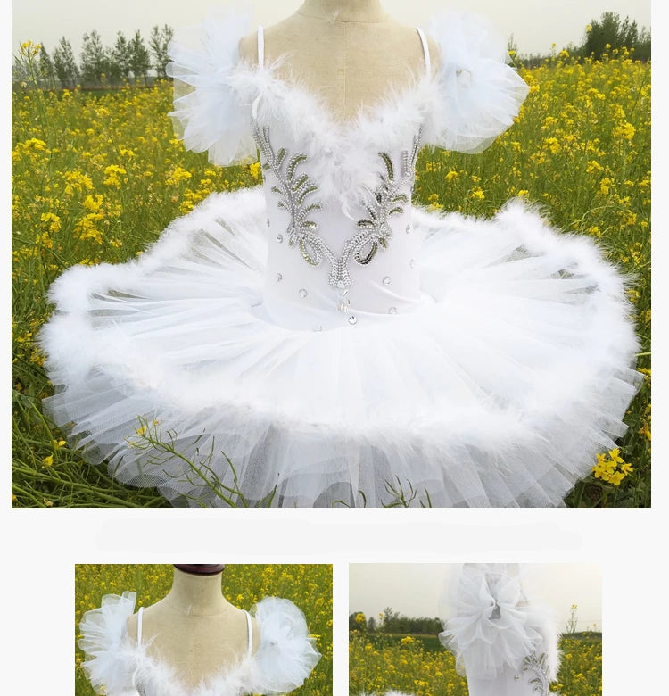 White Swan Lake Ballet Costume Dance Concert Outfit Dress Ups Woodland Gatherer 