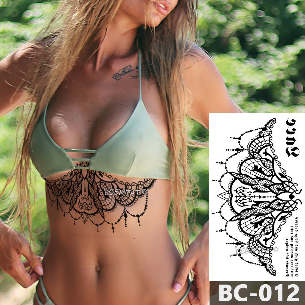 Awesome 3D Lace Tattoo Design For Under Breast By Wolfgang Robinson