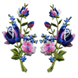 2PCS Flowers Embroidery Appliqués Patches Sew Iron On DIY Craft