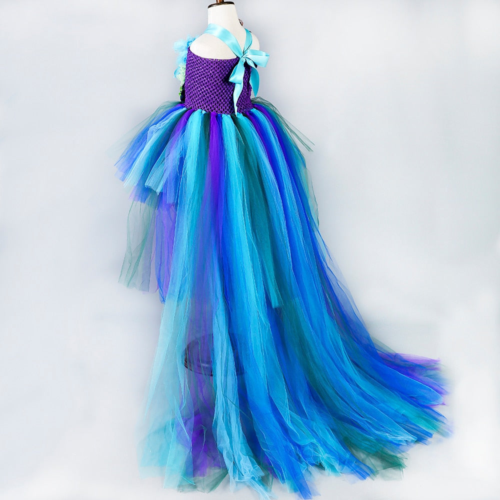 Girls Peacock Tutu Tulle Dress | Long Train | Australian Online Store ...