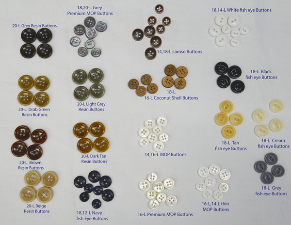 Buttons and Accessories Options – Luxire Custom Clothing