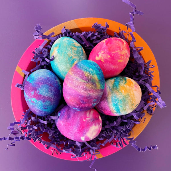 galaxy Easter eggs; Easter eggs dyed with whipped cream