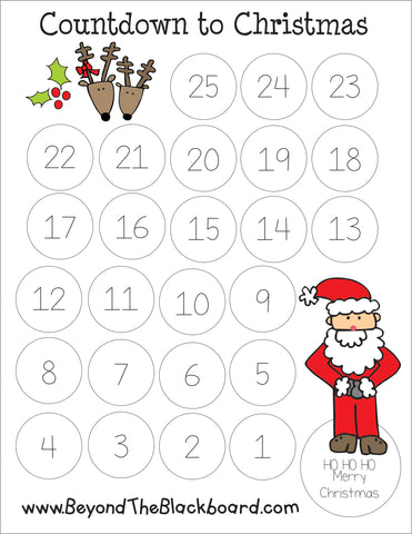 Countdown to Christmas free printable