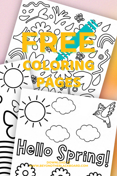 Free Coloring Pages for Spring Download at www.beyondtheblackboard.com