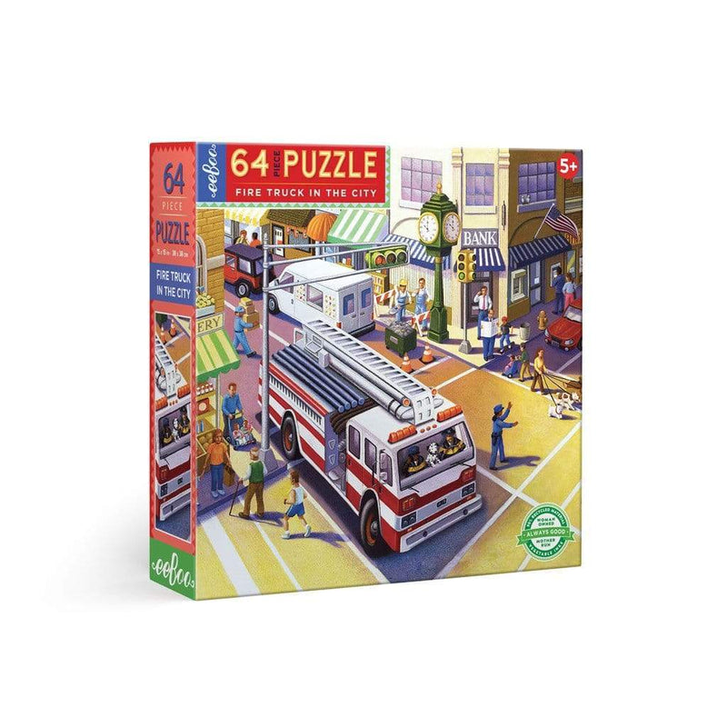 Fire Truck in the City 64 Piece Puzzle - Beyond The Blackboard