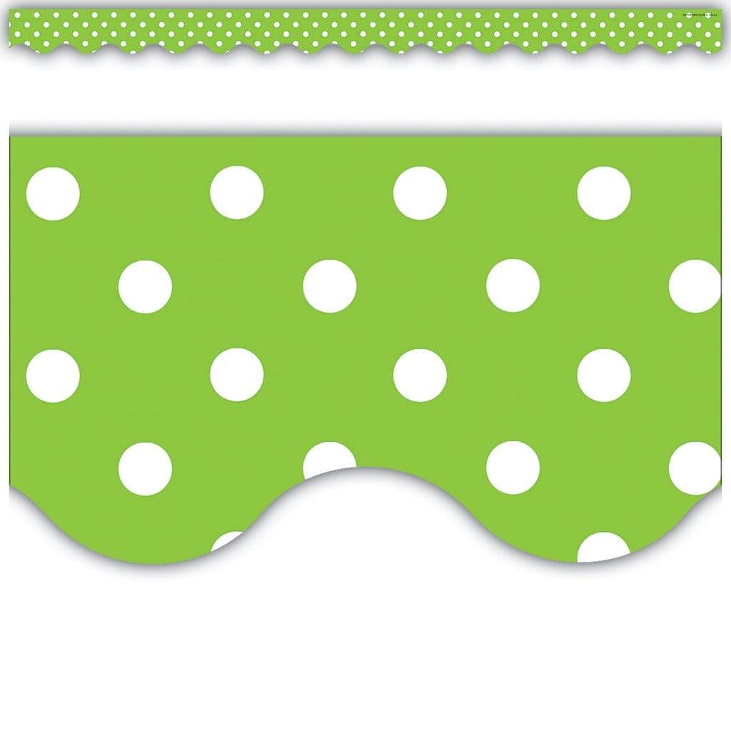 Lime Polka Dot Scalloped Border Trim