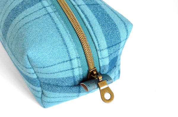 Green & Blue Plaid Flannel Boxy Toiletry Bag
