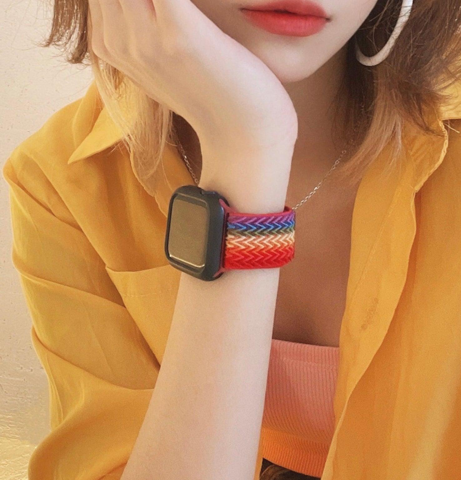 78％以上節約 applewatch アップルウォッチ ナイロン ボルドーレインボー38 40