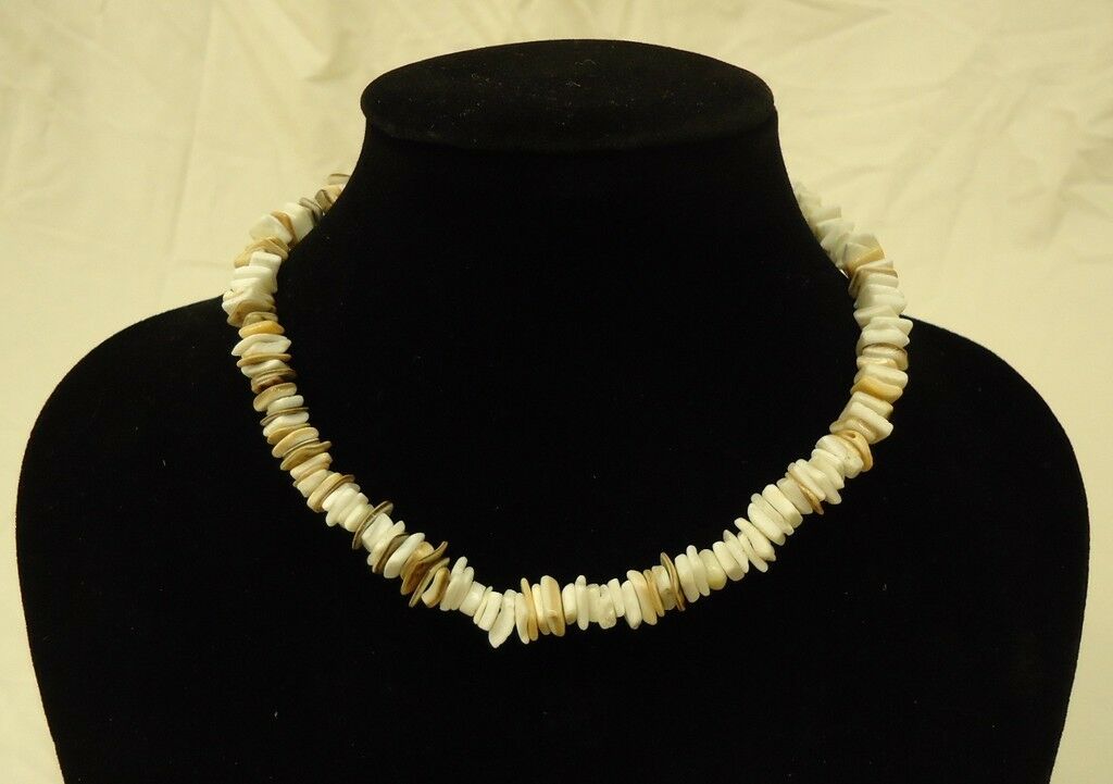 Designer Shell Necklace Toggle Clasp 13-in Ivory/Earthtones -- New