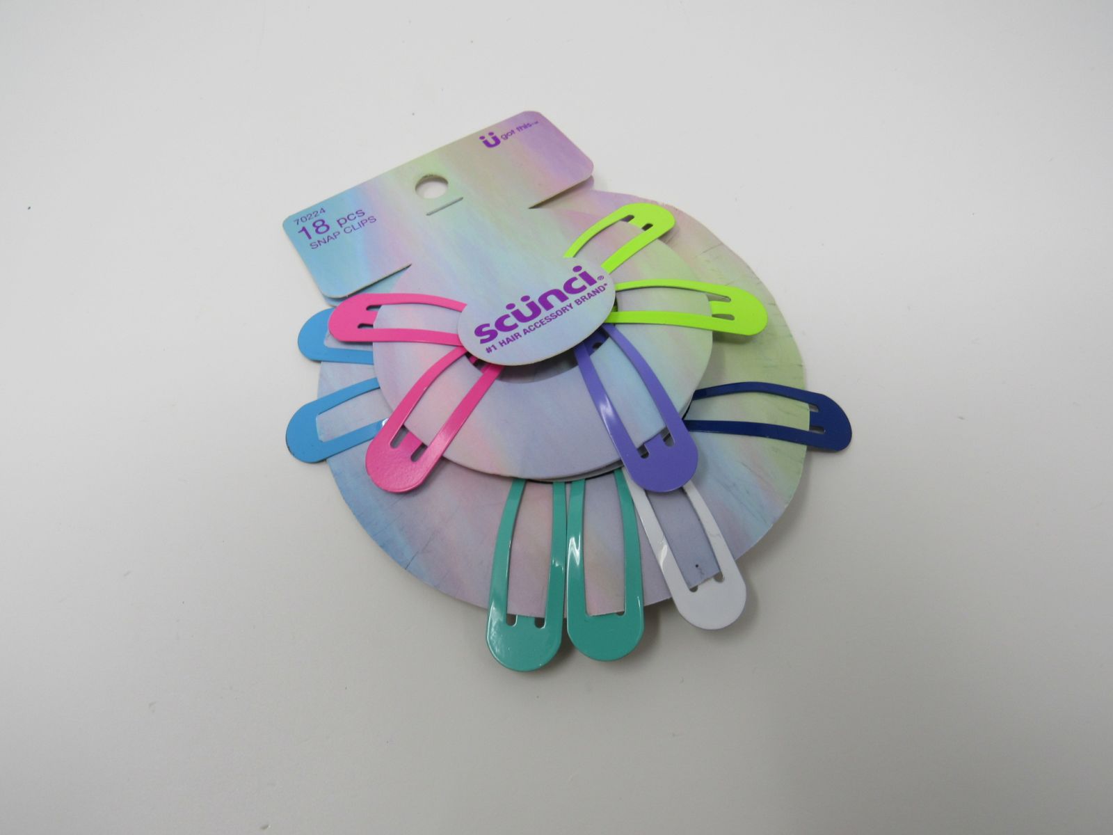 Scunci Hair Snap Clips 11 Pieces Pink Blue Purple White Green --