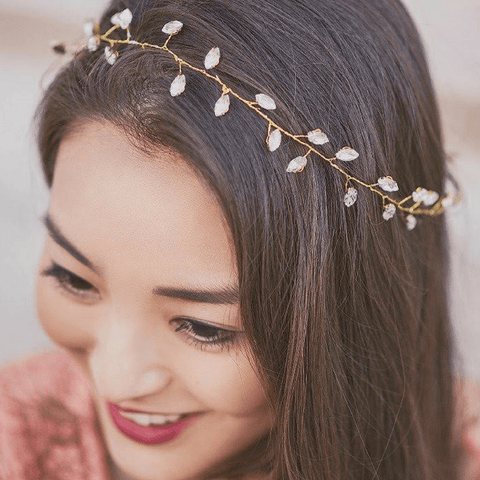 girl wearing bridal headband