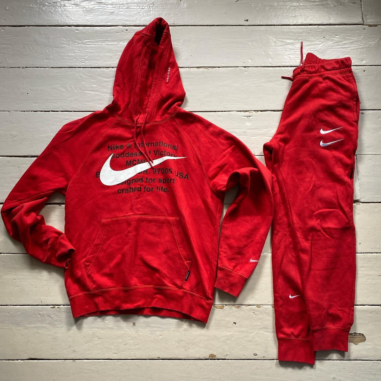 nike swoosh red tracksuit