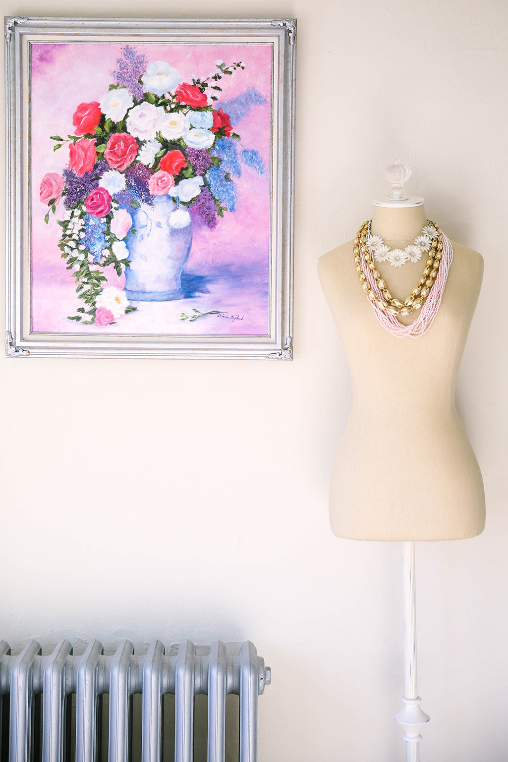 Vintage Bust Form and Floral Painting