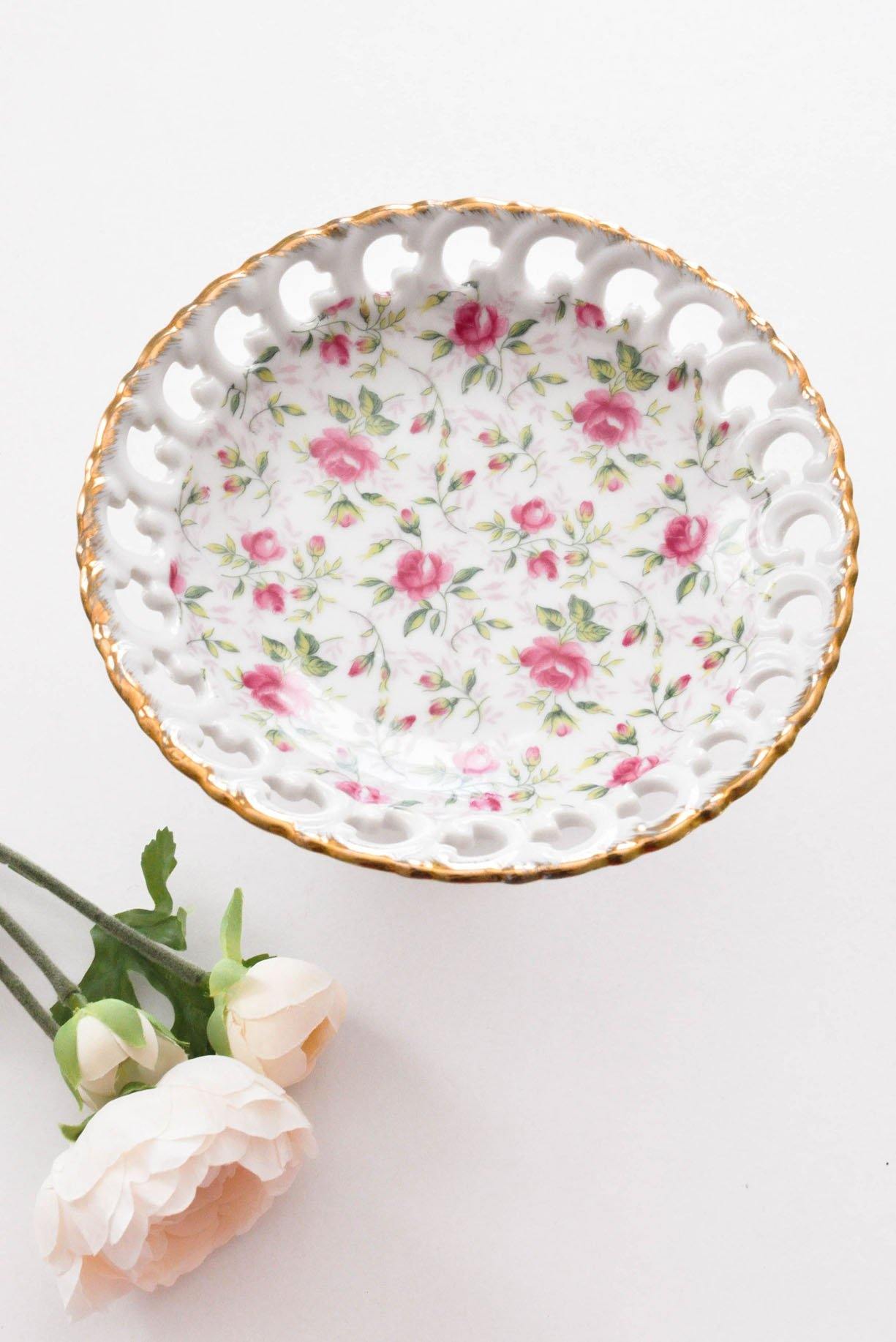 Pink Floral Cake Stand