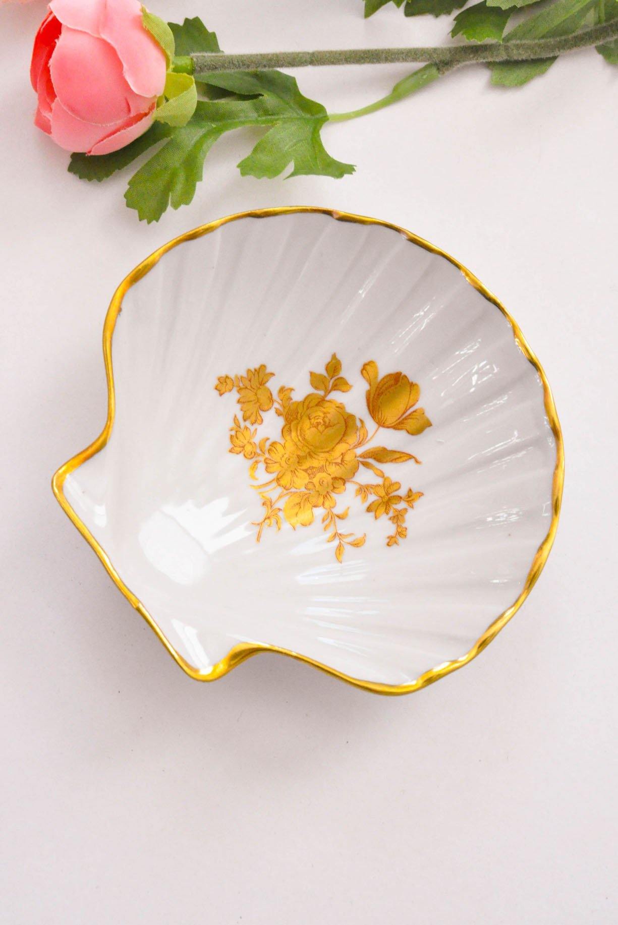 Vintage Gold Foil Shell Dish
