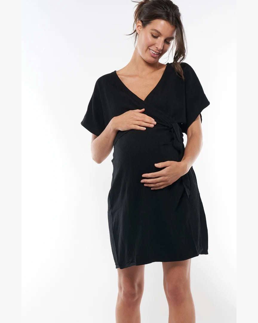 Ripe Maternity Valerie Knit Tunic Sweater Dress Black/Ecru