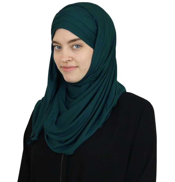 Modefa Instant Criss-Cross Jersey Hijab Shawl – Emerald