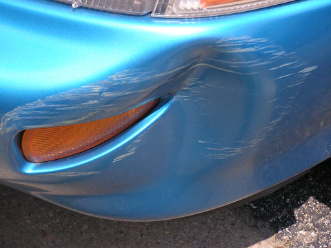 Dented front bumper