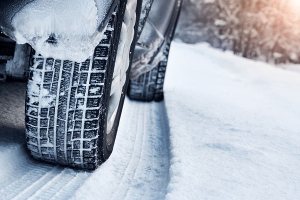 Tires with snow in the treads